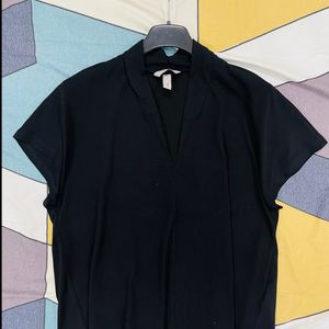 Black Formal V Neck Top