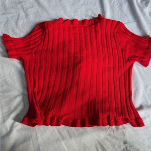 red sexy ruffle top