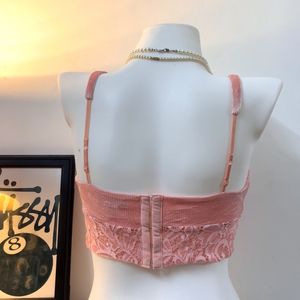 Blush Velvet Corset Top