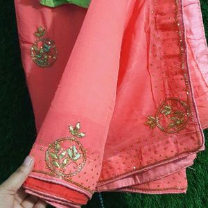 Beautiful Gajari pink chiffon saree