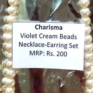 Violet Cream Beads Jewellery Set