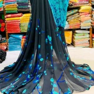 Chiffon Saree With Stitiched Blouse 36 Szie