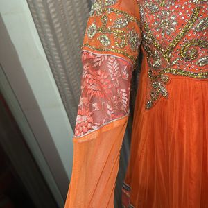 Orange Anarkali Set