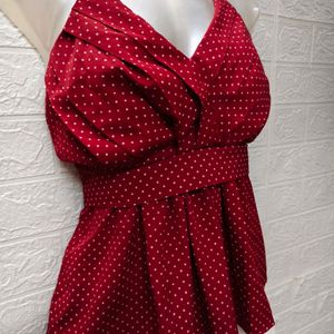 Chic Spaghetti Top with Mini Polka Dots