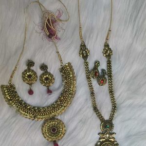 Combo Of Two Copper Finishing Temple Necklace Set