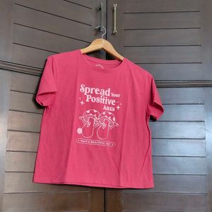 Easybuy Women Pink Pirnted T-shirt