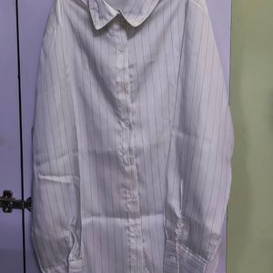 Elegant Shine Satin White Stripped Shirt