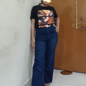 High Waist Navy Blue Jeans