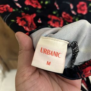 Urbanic Black Top With Red Roses