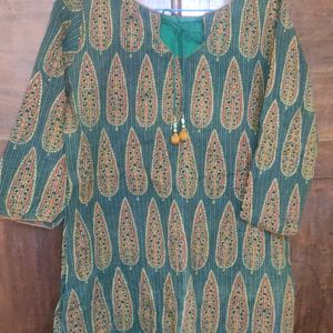 Handblocked Ajrakh Kantha Kurta