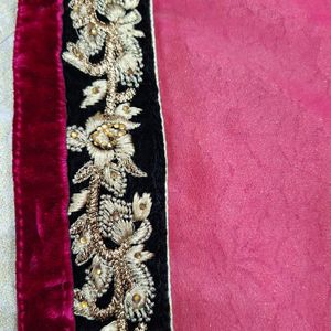 Half-Half style Beautiful Beige-Pink Saree