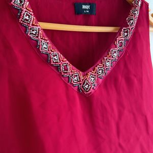 Maroon Beaded Top