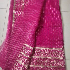 Pink Saree Silk Like Designs