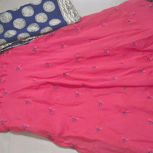 Very pretty Pink gown with silk dupatta