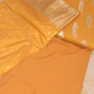 Combo Of Mustard And Sea Green Banarasi Silk