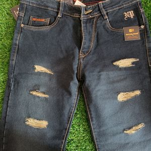 Men's Navy Blue Denim Jeans For Festival