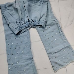 Denim Flared Flexible Pants Nd Pencil Skirt.