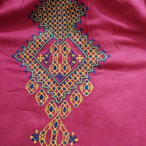 Embroidered Maroon Colour Kurta With Legging