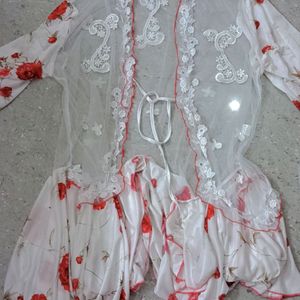 Vintage Floral Net Embroided Dreamy Robe