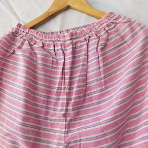 Pink Cotton Plazzo For Women