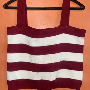 Striped Crop Knit Top