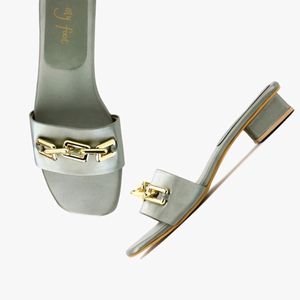 Slip-on Chunky Heels With Chain