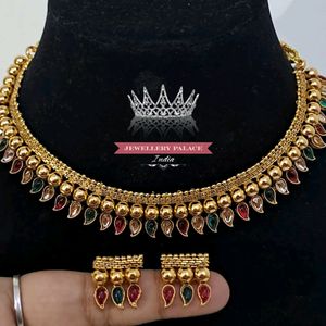 Beautiful Multicolour Necklace Set With Earrings