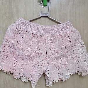 Peach Flower Net Shorts