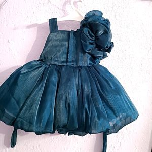 Blue Organza Party Wear Frock For Kids