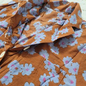 Orange  Crop Shirt Flower Design