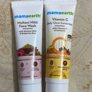 Mamaearth Multani Mitti Facewash And Sunscreen