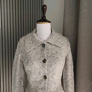 ZARA Woolen Blend Button Collar Cardigan