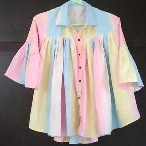 Multicolour Flared Cape Shirt