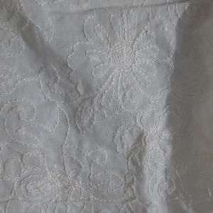 White Pure Cotton Fully Embroidery Fabric