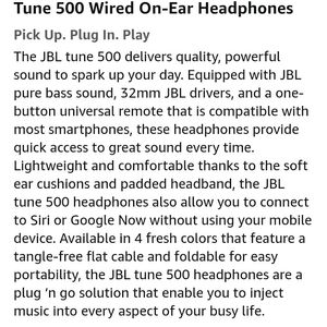 🎧JBL Tune 500, Wired On Ear Headphone with Mic, Headphones for Work from Home, Conference Calls, Online Learning & Teaching, JBL Pure Bass Sound