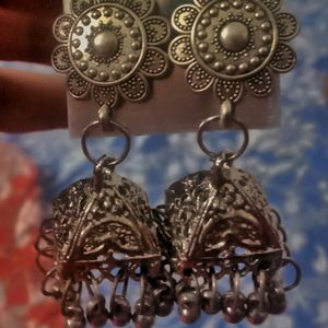 oxidize silver jhumka