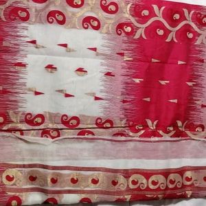 New Rangabati Saree Red And White Colour