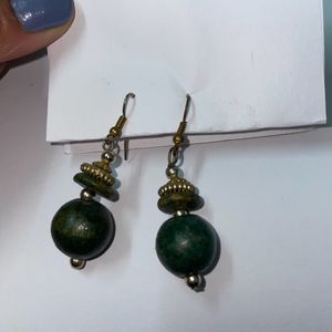 Ethnic Earrings Dark Green Colour