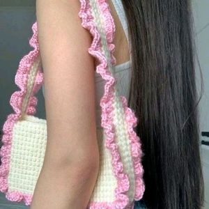 Crochet Ruffle Shoulder Bag!!