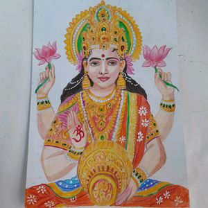 Maa Laxmi Drawing A4 Size Handmade