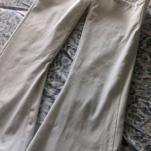 White Casual Straight Pants