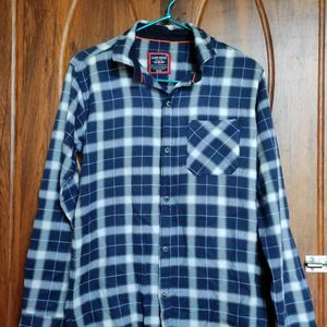 Men Blue Checked Shirt