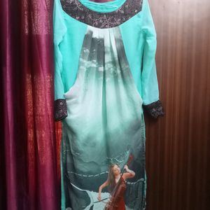 Straight Beautiful Long Kurti with Front Design