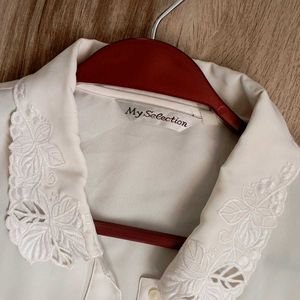 Vintage White Shirt With French Bishop Sleeves.