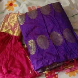 Violet Silk Saree With Blouse