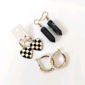 Set Of 3 Trendy Earrings