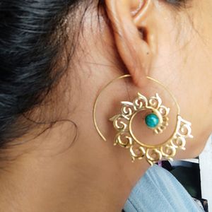 Natural Turquoise Spiral Earrings For Women