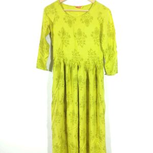 Vishudh Yellow Printed Round Neck Kurta (Wom