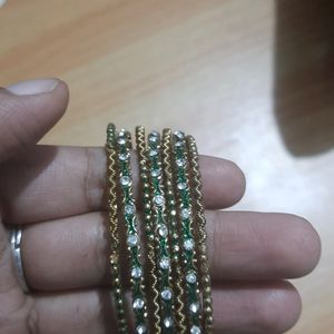 Green and gold bangle set