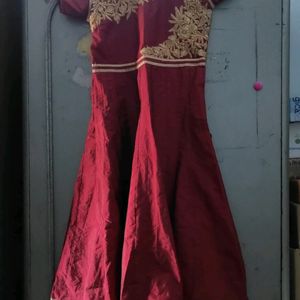 Anarkali With Salwar Bottom Same Colour Maroon